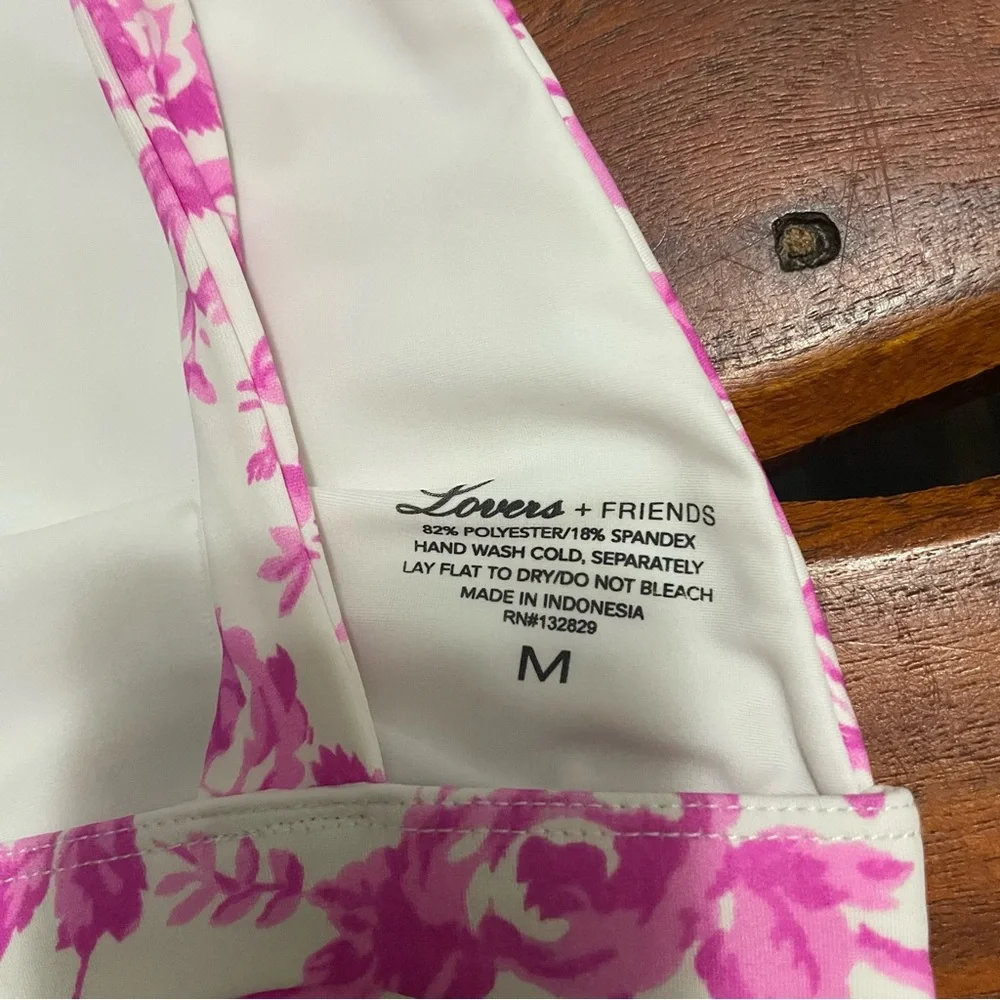 Lovers + Friends Take Me Away Pink Floral Bow Bikini Top - Picture 5 of 8
